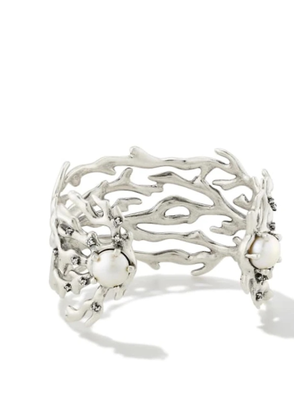 Kendra Scott Shea Silver White Pearl Statement Cuff Bracelet New